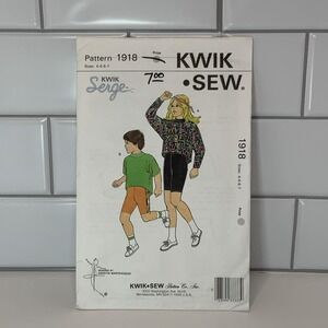 Vintage Kwik Sew 1918 Kids Shirt and Shorts Sewing Pattern Sizes 4-5-6-7 Serger